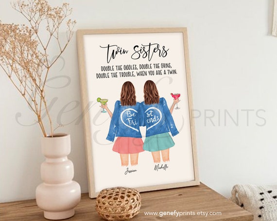 Stampa personalizzata per sorelle gemelle Regalo sorelle gemelle Regali  personalizzati per gemelli Regalo di compleanno sorella Regalo di citazione  di sorelle gemelle per gemelli -  Italia