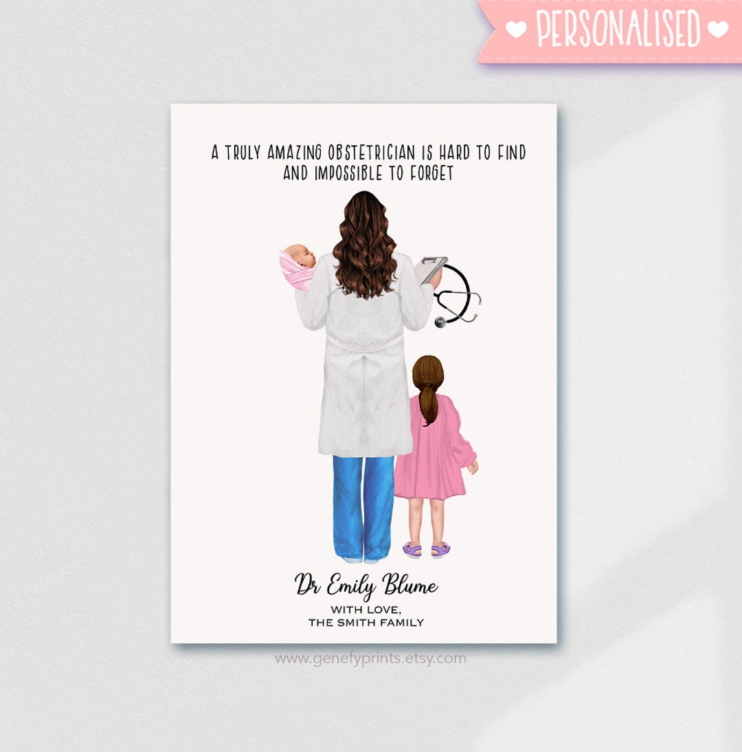 Personalised Female Obstetrician Print - Gynaecology Gift Idea - Thank ...