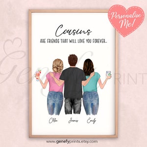 Personalised Cousins Print - Cousins Gift - Personalised Gift for Cousin - Gift for Cousins - Cousins Quote - Cousin Gift Ideas