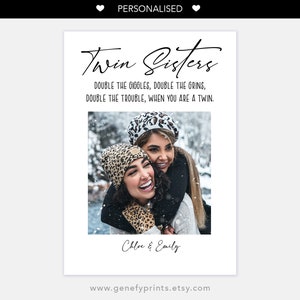 Gepersonaliseerde Twin Sister Print - Twin Sisters Print - Verjaardagscadeau voor Tweelingen - Aandenken - Cadeau voor Tweelingzus - Twin Sisters Cadeau
