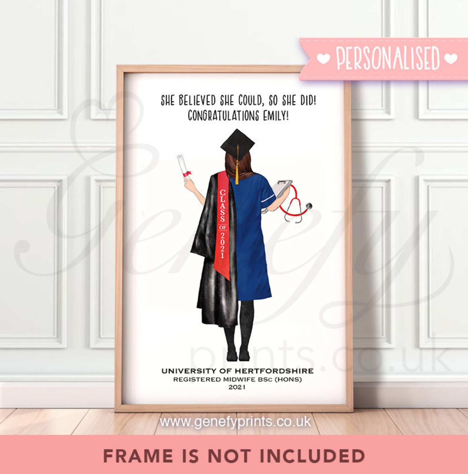 Personalised Midwife Graduation Print Nurse Gift She Etsy