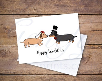 Dachshund Wedding Card - Funny Sausage Dog Card - Wedding Card - Funny Dachshund Card - Cute Sausage Dog Card - Dog Wedding Card