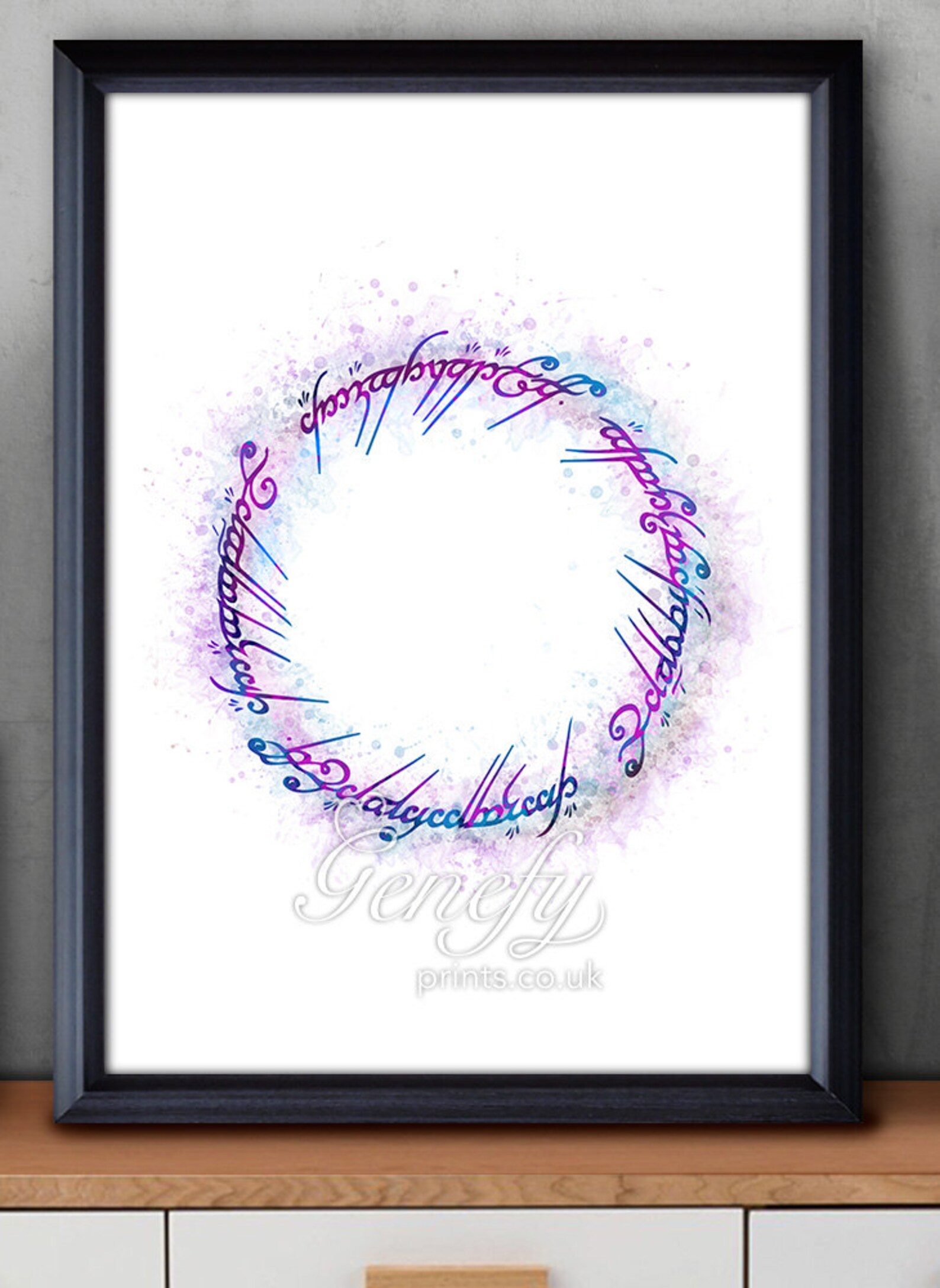 Herr der Ringe Elbische Schrift Ring Aquarell Kunst Poster Etsy