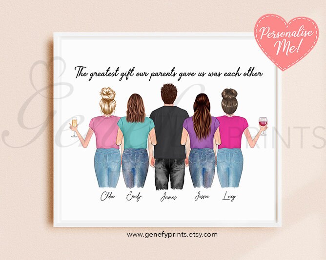 Personalised Best Friend Gifts 5 Best Friends Print Gift for Her  Personalized Gift Five Best Friends Picture Birthday Gifts Sisters Gift 
