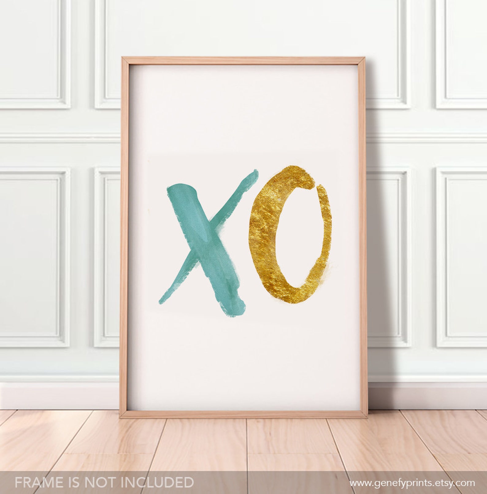 XO Print XO Art Abstract Art XO Wall Art Teal and Gold Etsy