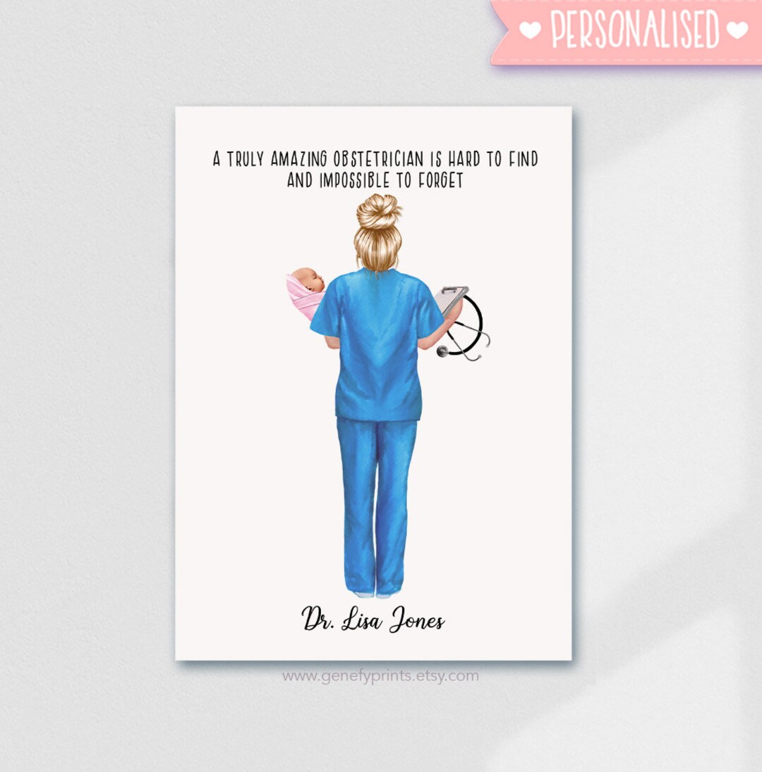 Personalised Female Obstetrician Print - Gynaecology Gift Idea - Thank ...
