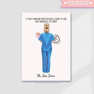Personalised Female Obstetrician Print - Gynaecology Gift Idea - Thank You Gift for Obstetrician  - Gift for Obstetrician  - OB/GYN