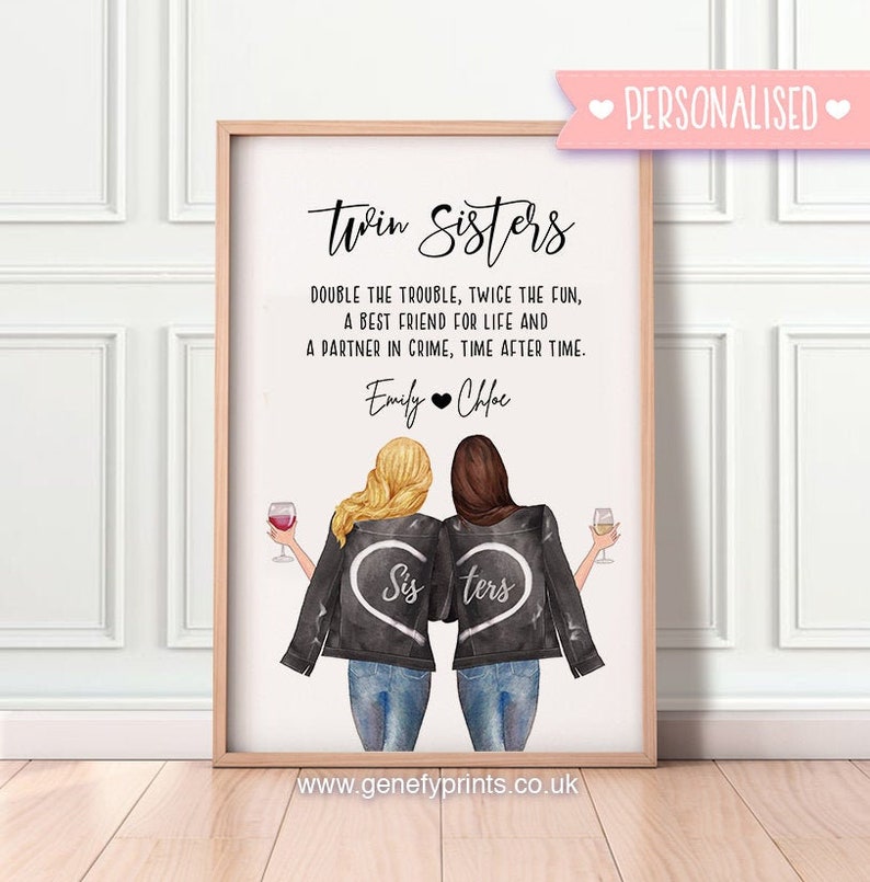 Personalisierte Zwillingsschwestern Druck Twin Schwestern Etsy