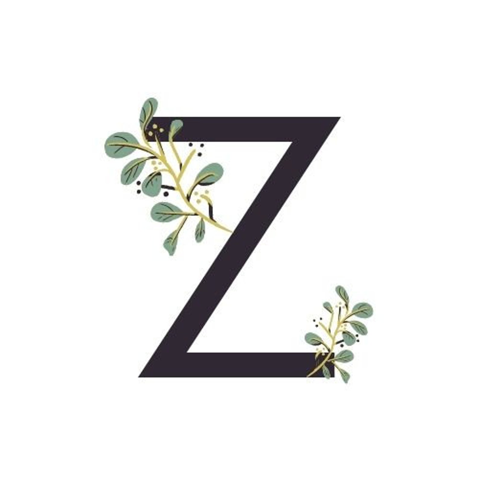 Custom Initial Z Personalized Letter Monogram Bedroom Wall Etsy