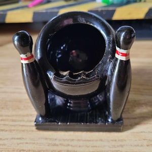 Vintage Bowling Pins and Ball Ashtray Retro Bowling Decor