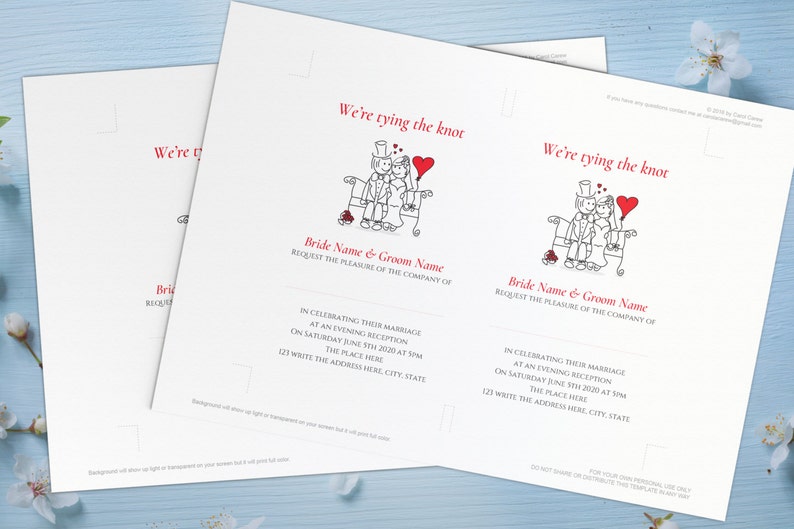 DIY Printable 4x6 Wedding Evening Invitation Template | Etsy