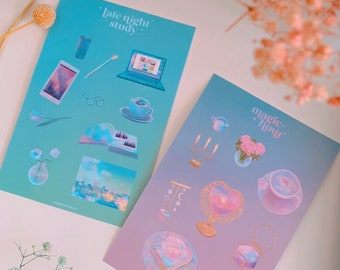 Aesthetic Objects Sticker Sheets, Scrapbooking Stickers (4x6)