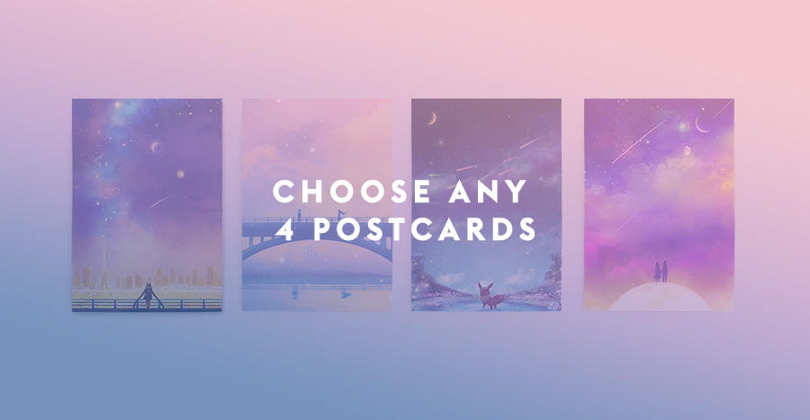 Art Postcard Set 4 Custom Art Postcards Personalized Etsy