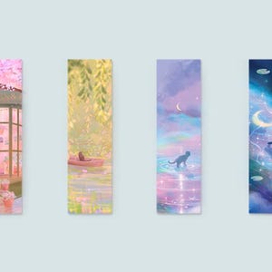 Wandering Cats Bookmark Set — Dreamy Illustrated Anime Cat Bookmarks | Sugarmints Artstore