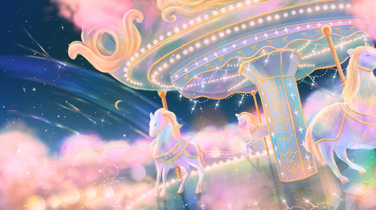 Merry Go Round Original Art Poster - Etsy