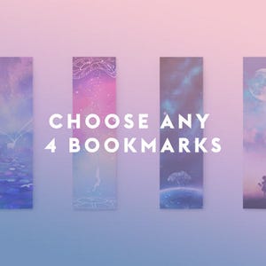 Art Bookmark Set (4), Personalized Bookmark, Custom Bookmark, Bookmark Gift, Handmade Bookmark, Unique Bookmark, Unique Gift Idea, Choose 4