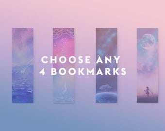 Art Bookmark Set (4), Personalized Bookmark, Custom Bookmark, Bookmark Gift, Handmade Bookmark, Unique Bookmark, Unique Gift Idea, Choose 4