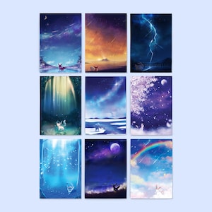 Juego de postales de Pokémon Eeveelutions: Eevee, Jolteon, Flareon, Sylveon, Umbreon, Espeon, Vaporeon, Leafeon, Glaceon, postales de 4" x 6"