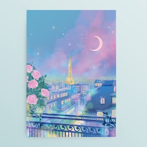 Postal: Noche en París