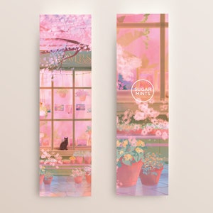 Bookmark: Flowers and Books