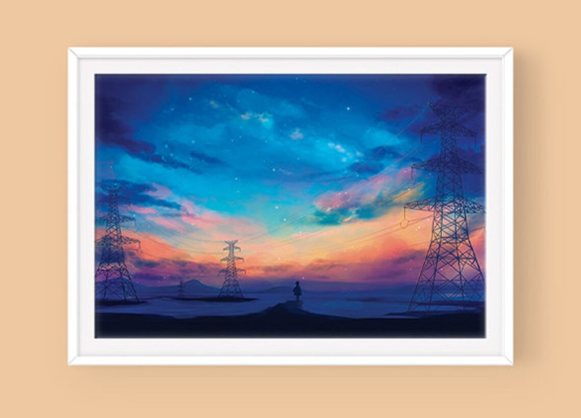 Anime Power Lines Scenery Poster: the Edge | Etsy