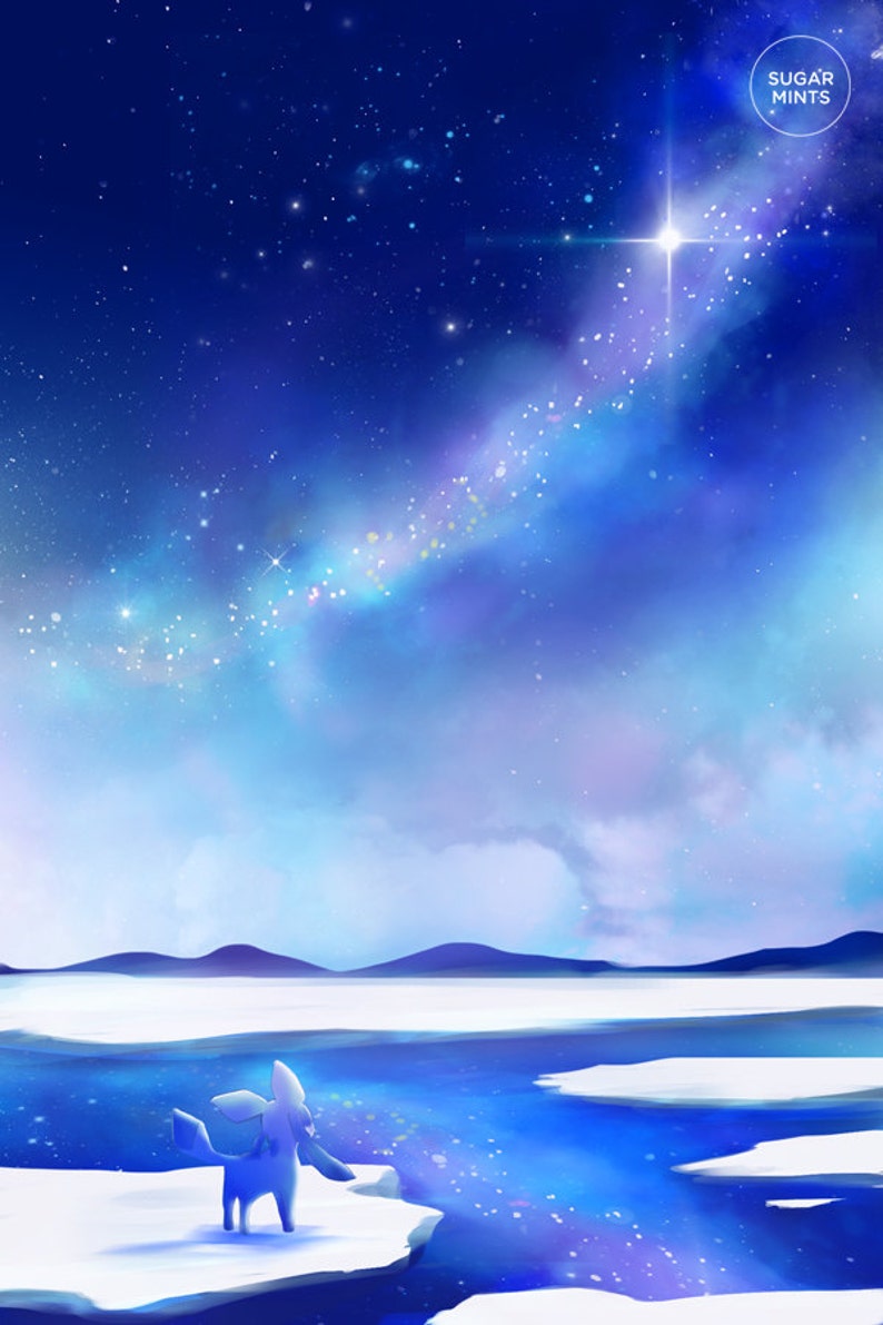 Pokemon Glaceon Poster Lost Star Pokemon Poster Space Etsy