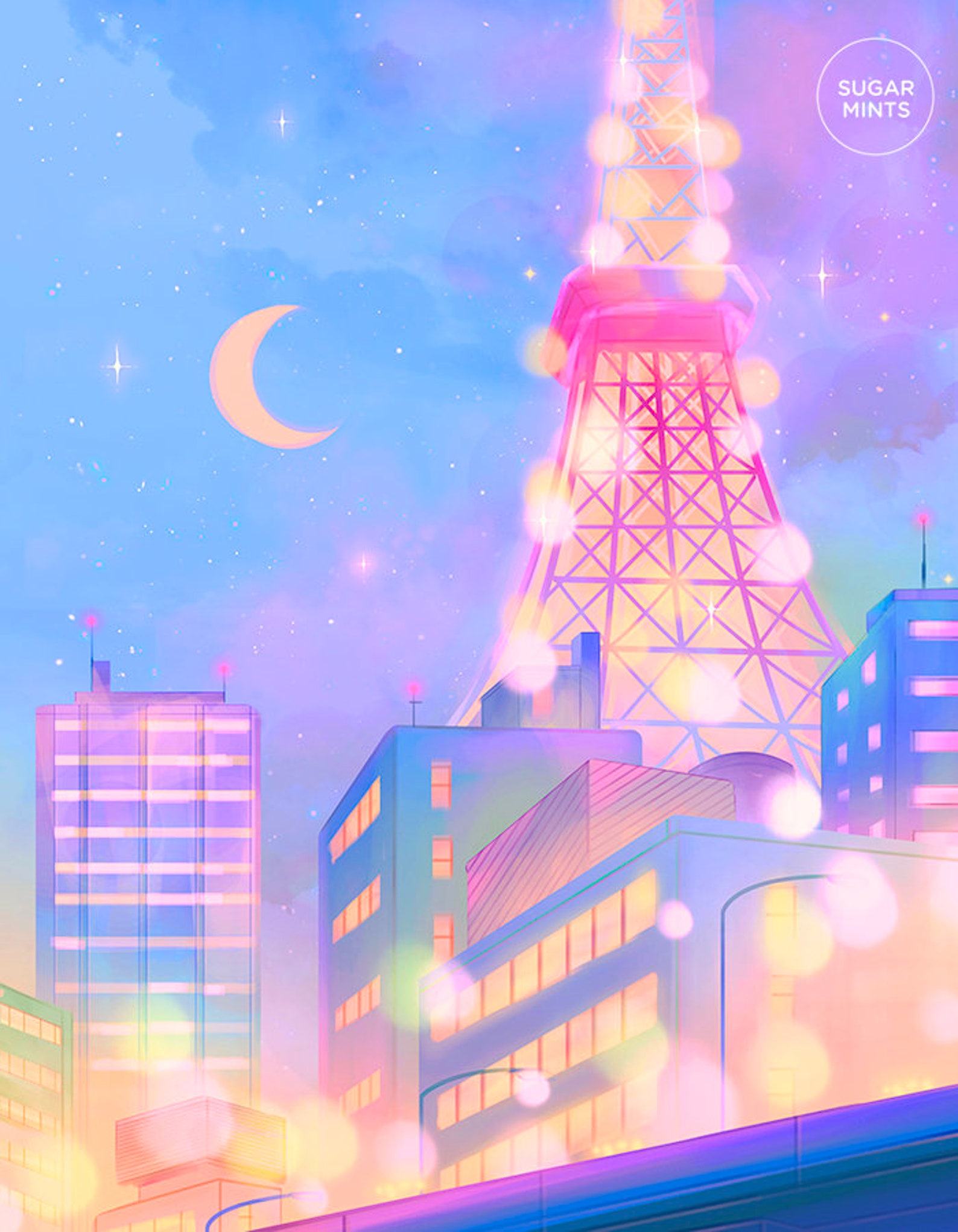 Sailor Moon Poster Tokyo Tower City Lights Etsy Canada