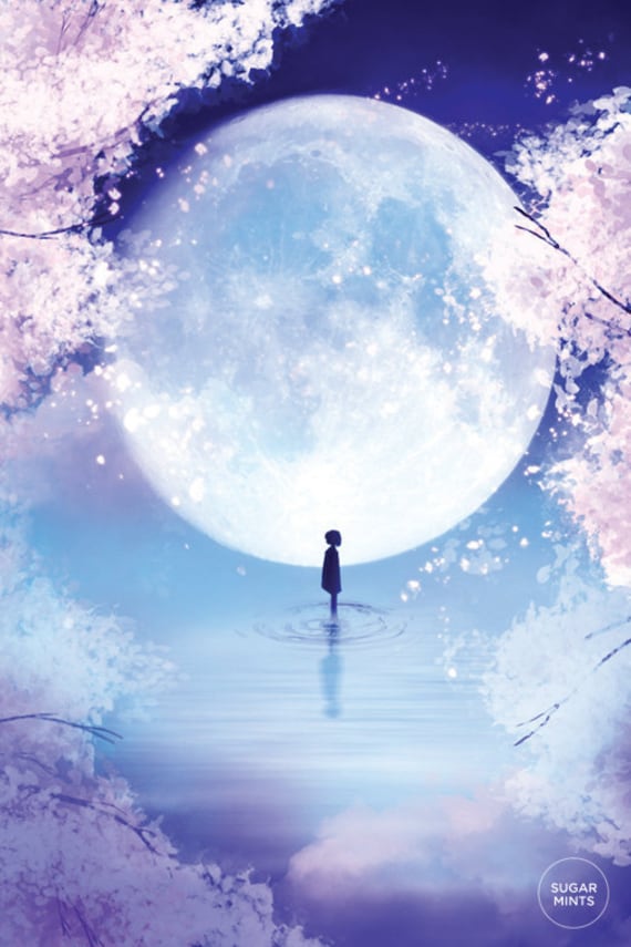 Sad Blonde Under The Moonlight Wallpapers Anime Wallpapers Desktop  Background