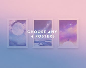 Kies een willekeurige set van 4 posters