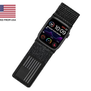 Tefeca Fortitude Series Ultra Wide Hook and Loop Band for Apple Watch /Apple Watch Ultra | Ultra Wide Nylon Carbon USA Flag