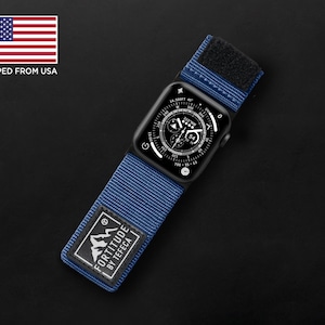 Tefeca Fortitude Series Ultra Wide Hook and Loop Band for Apple Watch /Apple Watch Ultra | Nylon Blue