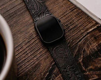 Dual Band-Black Vintage Scroll Carving