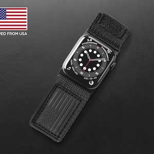 Tefeca Fortitude Series Ultra Wide Hook and Loop Band for Apple Watch /Apple Watch Ultra | Canvas Black USA Flag