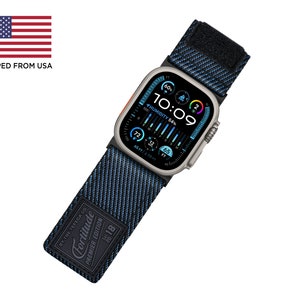 Tefeca Fortitude-serie ultrabreed klittenband voor Apple Watch/Apple Watch Ultra | Nylon-Onyx