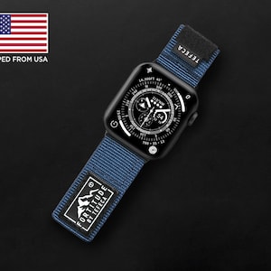 Tefeca Fortitude Series Standard Wide Hook and Loop Band for Apple Watch /Apple Watch Ultra| Nylon Blue