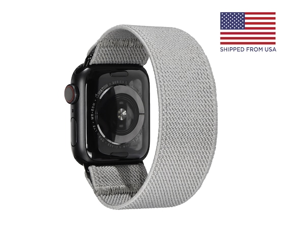 Gray Elastic Apple Watch Band, Stretchy Knit, Soft & Lightweight