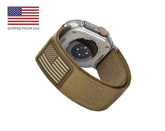 Adaptadores plateados para la bandera de EE. UU. Fortitude Standard - Banda de nailon color marrón coyote