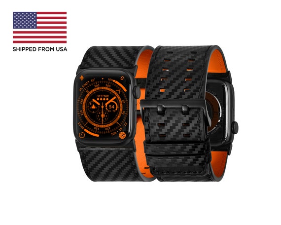 Tefeca Dual Series Replacement Watch Band Compatible With Apple Watch Apple Watch Ultra Carbon Fiber Leather 44 45 46 49mm Etsy