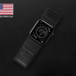 Tefeca Fortitude Series Ultra Wide Hook and Loop Band for Apple Watch /Apple Watch Ultra | Nylon Black Label