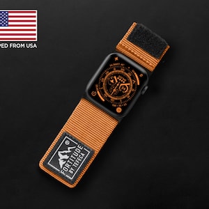Tefeca Fortitude Series Ultra Wide Hook and Loop Band for Apple Watch /Apple Watch Ultra| Nylon Orange