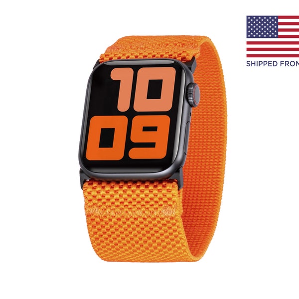 Tefeca Ultra Wide Orange Elastisches Apple Watch Band 38mm 40mm 41mm 42mm 44mm 45mm