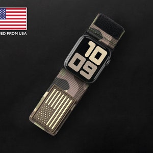 Tefeca Fortitude Series Ultra Wide Hook and Loop Band for Apple Watch /Apple Watch Ultra| Nylon USA Flag Camo