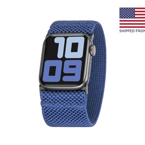Tefeca Ultra Wide Blue Elastic Apple Watch Band 38mm 40mm 41mm 42mm 44mm 45mm