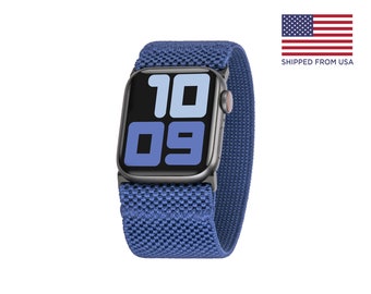 Blue Elastic Apple Watch Band: Ultra Wide Comfort Fit