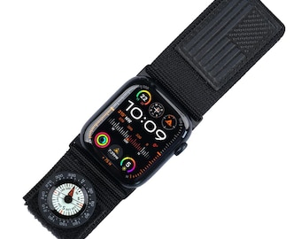 Fortitude USA Flag Silver SnapHook Micro Compass Band–Black