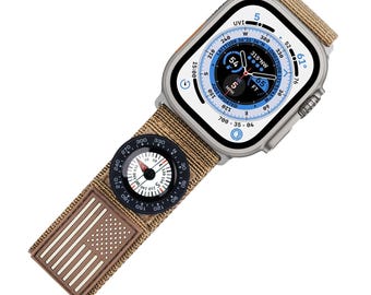 Fortitude USA Flag White SnapHook Micro Compass Band-Nylon Coyote Tan