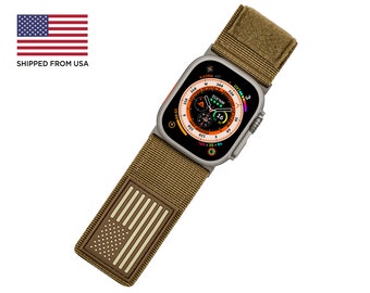 Fortitude USA Flag Band Silver Adapters-Nylon Coyote Tan