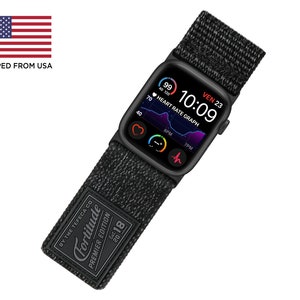 Tefeca Fortitude Series Ultra Wide Hook and Loop Band for Apple Watch /Apple Watch Ultra | Ultra Wide Nylon Carbon