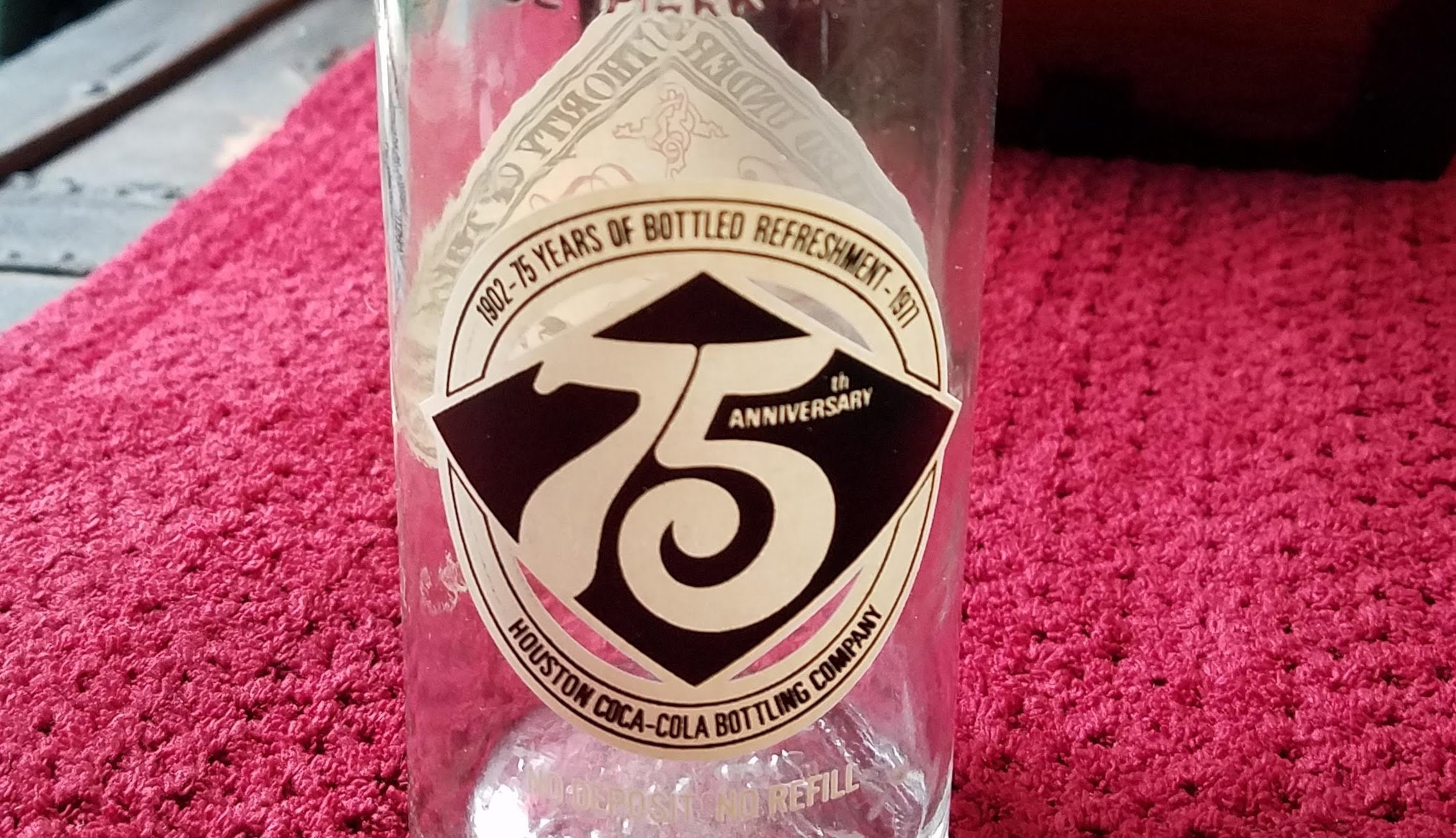 75th Anniversary 1902-1977, Empty Coca Cola Bottle 75th Anniversary 1902-1977, Empty Coca Cola Bottle