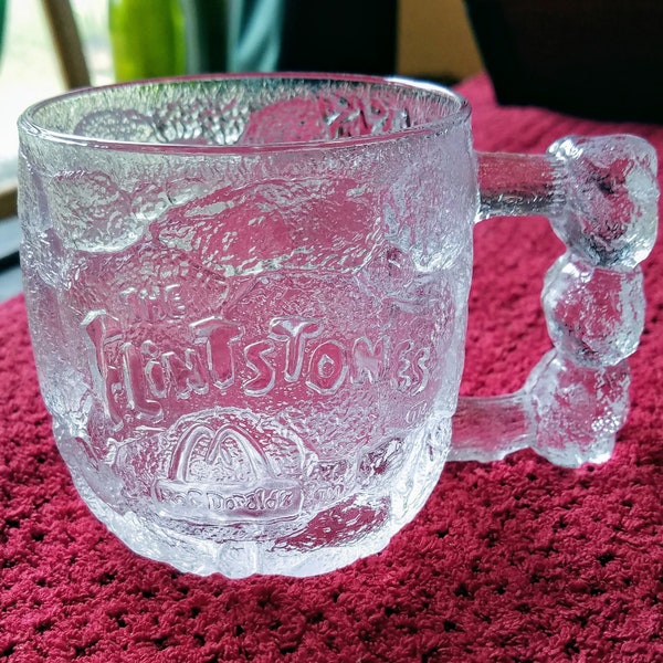 1993 Flintstones RocDonald's Mug, 1 (one) Rocky Road Mug, McDonald's vintage mug, Vintage Glass Cups